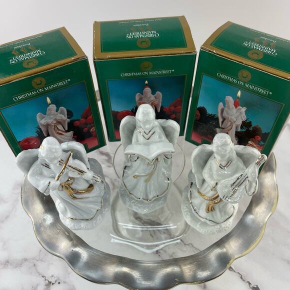 Christmas On Mainstreet Porcelain Angel Candleholders Set of 3 Musical Angels - Picture 11 of 14